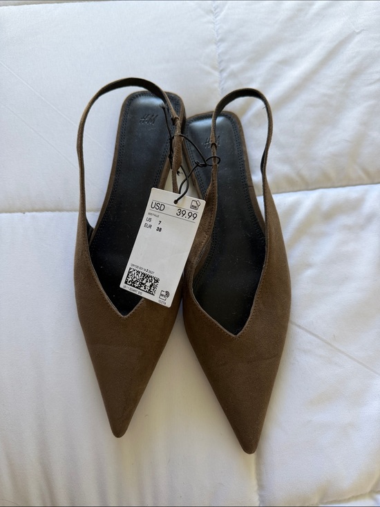 H&M Shoes - H&M Brown Pointed Slingback Heels